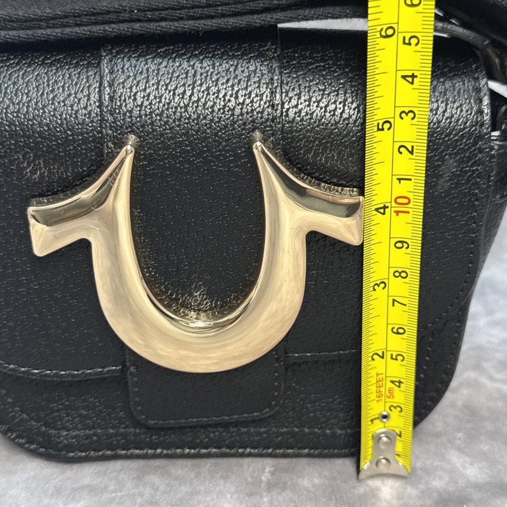 True Religion Stylish Mini Flap Horseshoe Logo Crossbody Bag Black - Picture 12 of 16